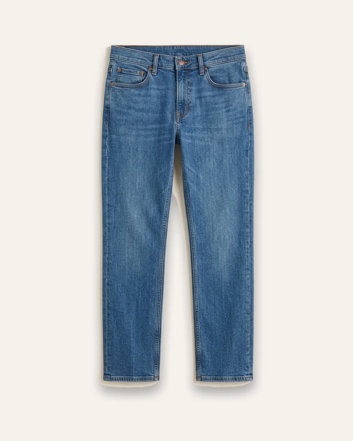 Slim Straight Jean in Medium Wash, laid flat
