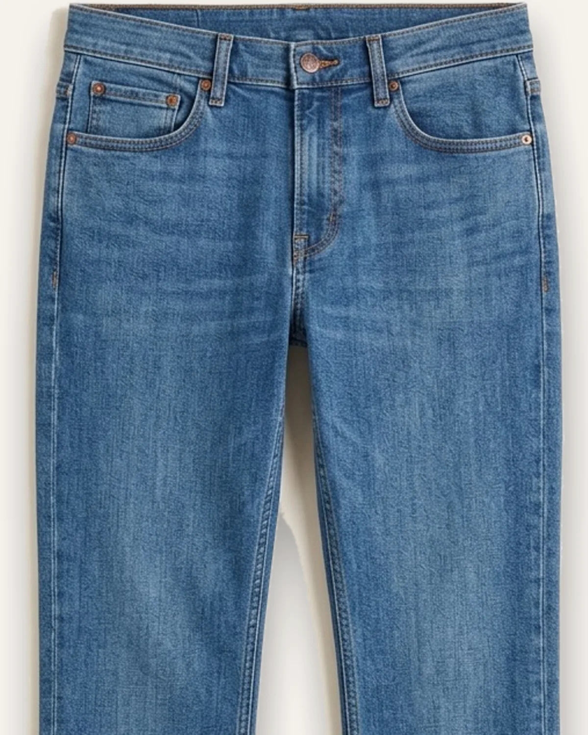 Slim Straight Jean in Medium Wash, laid flat, detail