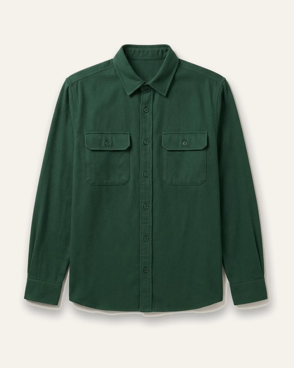 Twill Overshirt in Forest, laid flat
