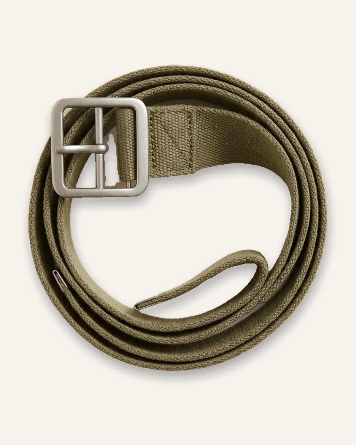 Web Belt in Olive, laid flat
