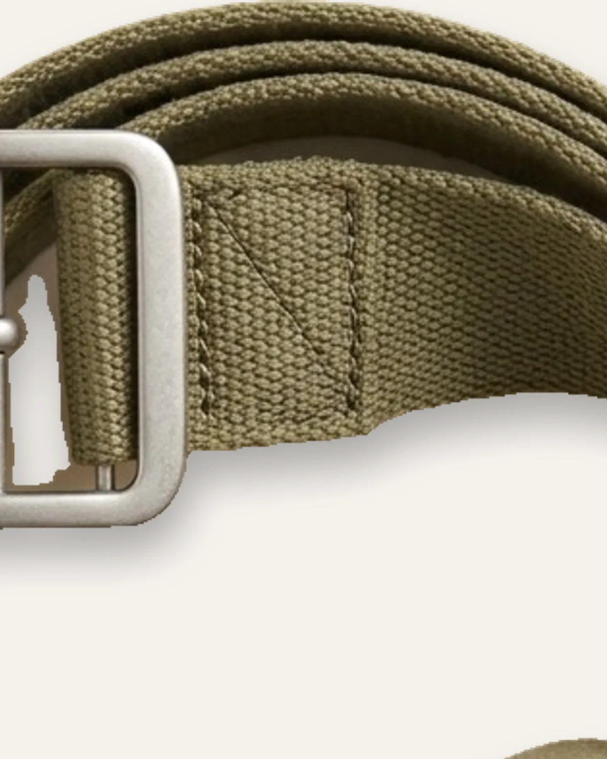Web Belt in Olive, laid flat, detail