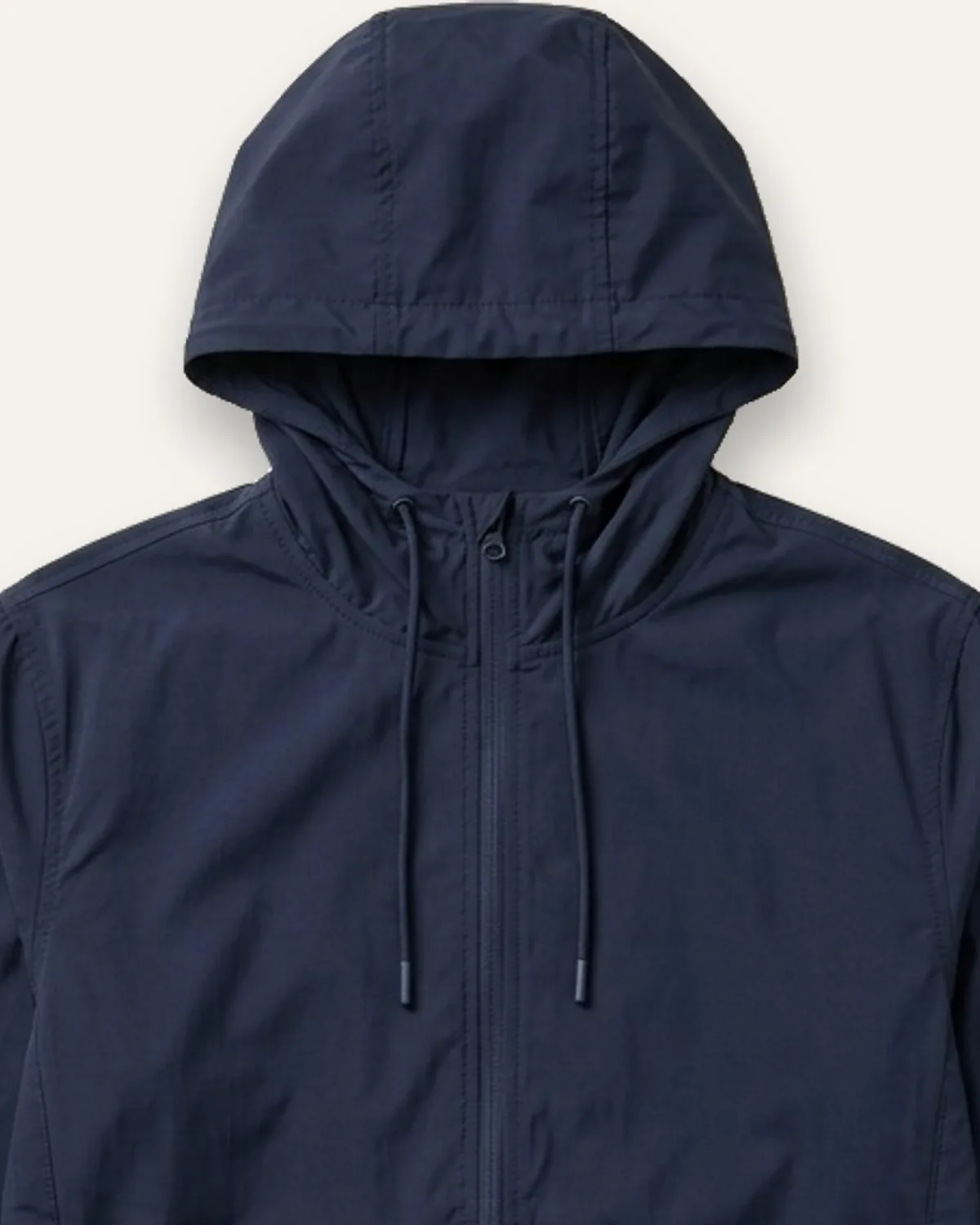 Windbreaker in Navy, laid flat, detail
