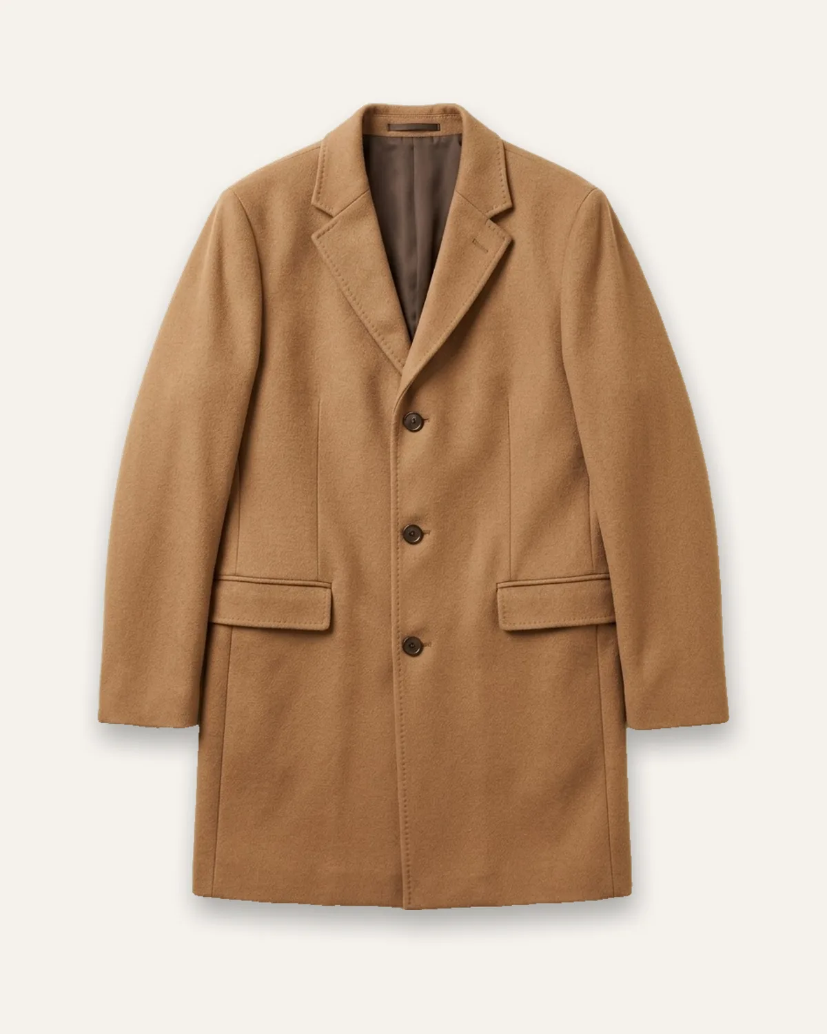 Wool-Blend Overcoat in Camel, laid flat