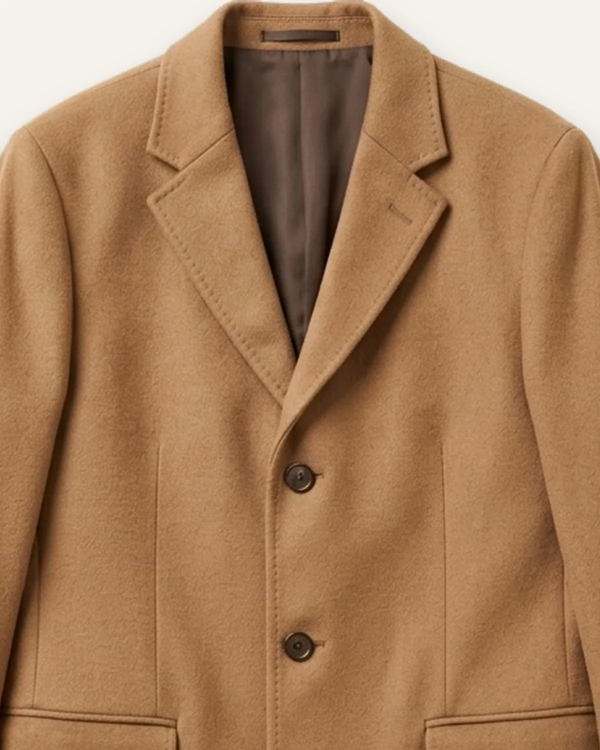 Wool-Blend Overcoat in Camel, laid flat, detail